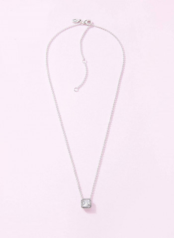 Sterling Silver Square Cubic Zirconia Pendant Necklace