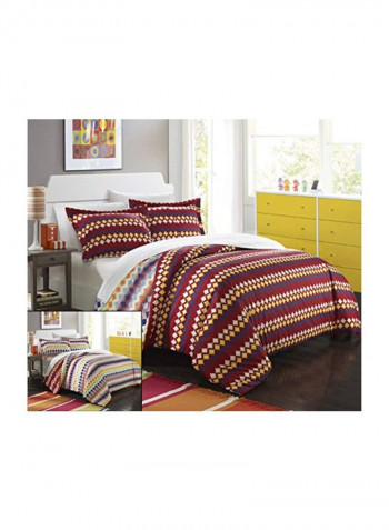 3-Piece Sierra Navajo Southwestern Comforter Set Red/White/Yellow Full/Queen