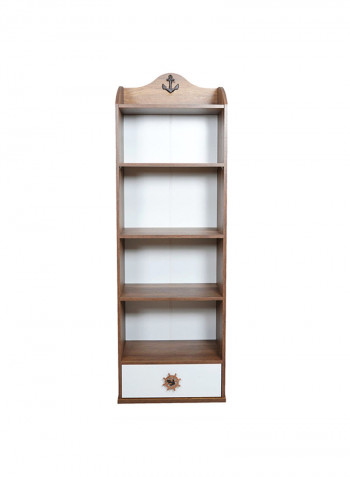 Captain 1-Drawer Bookcase White/Brown
