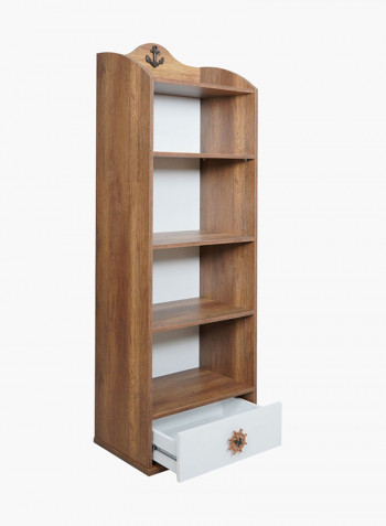 Captain 1-Drawer Bookcase White/Brown