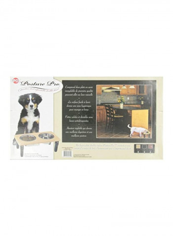 Adjustable Double Pet Dine Beige/Silver 2Quart