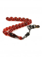 Amber Bakelite Prayer Beads  with Sterling Silver Components