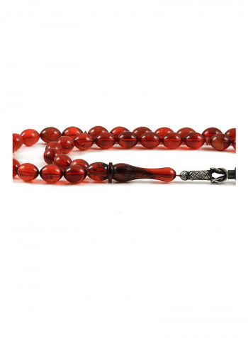 Amber Bakelite Prayer Beads  with Sterling Silver Components