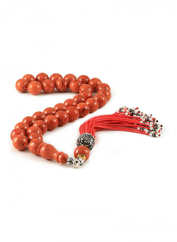 Amber Bakelite Prayer Beads with Sterling Silver Components