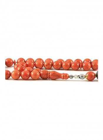 Amber Bakelite Prayer Beads with Sterling Silver Components