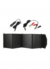 Solar Panel Charger With Cables Black