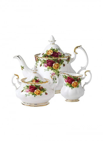 Old Country Roses Covered Sugar Bowl White/Green/Red 11.6x11.2x9.9inch