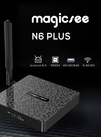 N6 Plus  Android 9.0 Smart TV Box With Remote Control V7725EU-64G_P Black