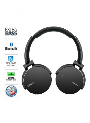 Extra Bass Wireless On-Ear Bluetooth Headphones With Mic Black