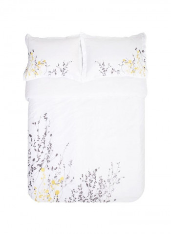 3-Piece Embroidered Elmwood Duvet Cover Set Grey/Beige King