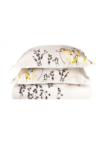 3-Piece Embroidered Elmwood Duvet Cover Set Grey/Beige King
