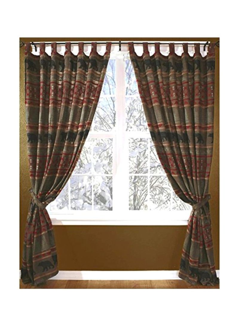 Polyester Window Panel With Tie Back Grey/Red 54x84inch