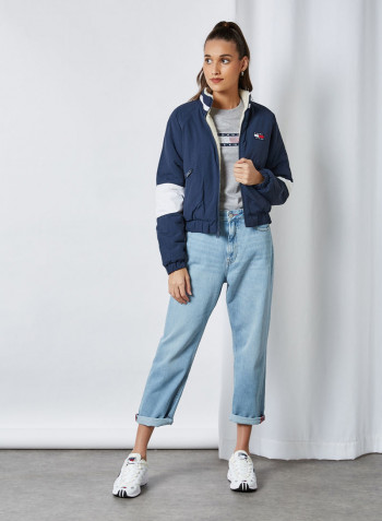 Reversible Relaxed Fit Sherpa Jacket Ecru/Twilight Navy