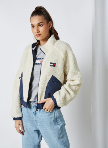 Reversible Relaxed Fit Sherpa Jacket Ecru/Twilight Navy