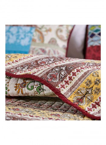 4-Piece Bohemian Printed Quilt Set Black/Blue/Red Twin
