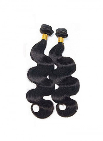 2-Piece Wavy Hair Extension Wig Bundle Black 22inch