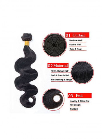 2-Piece Wavy Hair Extension Wig Bundle Black 22inch