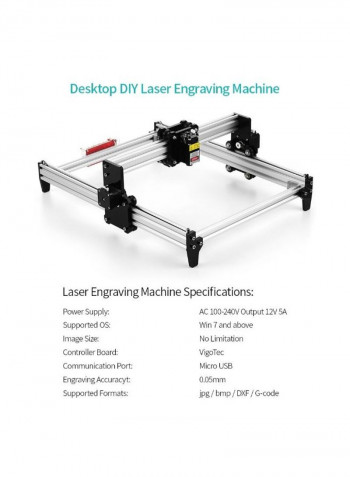 Portable Laser Engraving Carving Machine Silver/Black 50.5centimeter