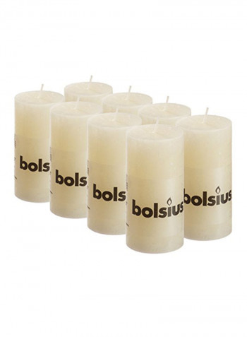 8-Piece Rustic Pillar Candle White