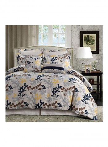 5-Piece Duvet Cover Set Yellow/White/Blue King
