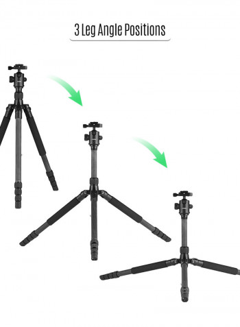 Lightweight Travel Carbon Fiber Tripod Monopod With Ball Head Carry Bag 64inch Black