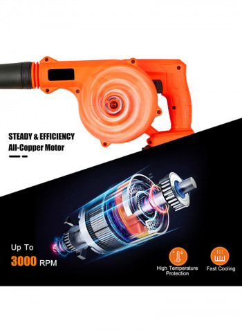 2-In-1 Cordless Leaf Vacuum Electric Air Blower Power Tool Kit Orange/Black
