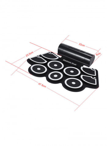 Portable Electronic Roll Up Drum Pad with Drumsticks Foot Pedals USB 3.5mm Audio Cable