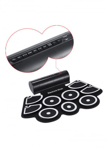 Portable Electronic Roll Up Drum Pad with Drumsticks Foot Pedals USB 3.5mm Audio Cable