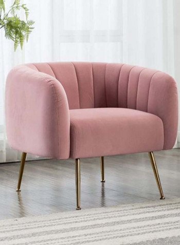 Upholstered Tub Velvet Arm Chair Light Pink