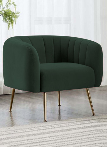 Upholstered Tub Velvet Arm Chair Green