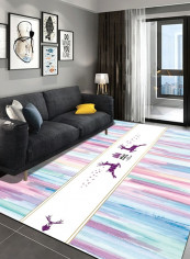 Home Rug Nordic Style Colorful Elk Print Non-Slip Living Room Bedroom Floor Mat multicolour 140*200(W*L)cmcm