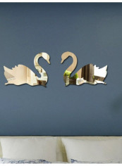 2-Piece Swan Shaped Acrylic Wall Decor Set Silver