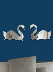 Swan Shaped Wall Sticker Silver 60 X 90cm