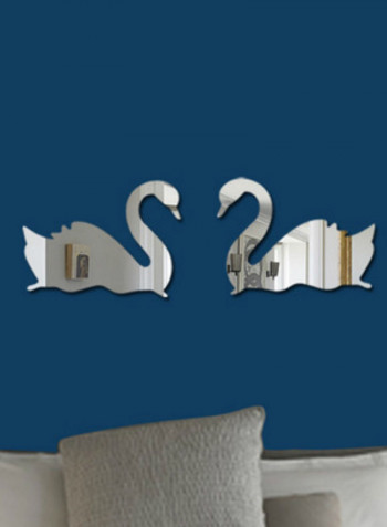 Swan Shaped Wall Sticker Silver 60 X 90cm