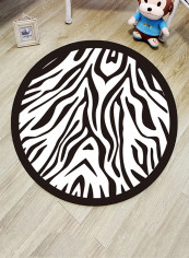 Zebra Striped Printed Washable Soft Mat Black/White 140X140centimeter