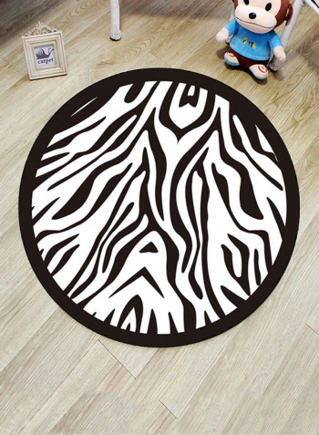 Zebra Striped Printed Washable Soft Mat Black/White 140X140centimeter