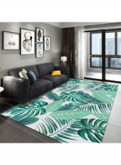 Leaf Pattern Rug Green/White 140x200cm