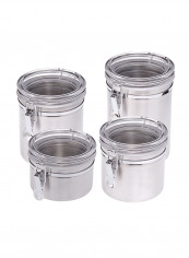 4-Piece Air Tight Canister Set Silver
