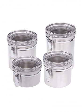 4-Piece Air Tight Canister Set Silver