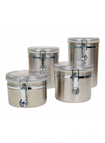 4-Piece Air Tight Canister Set Silver