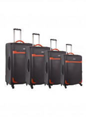 Softside 4-Piece Travel Suitcase Luggage Set Black