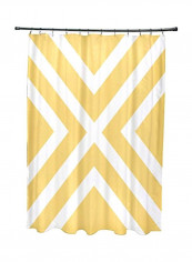 X Marks Spots Polyester Shower Curtain Lemon/White