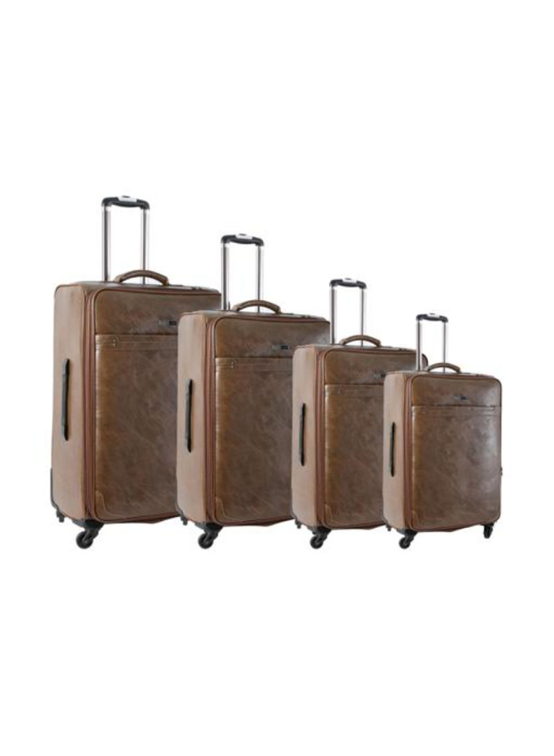 Softside 4-Piece Travel Trolley Luggage Set Brown