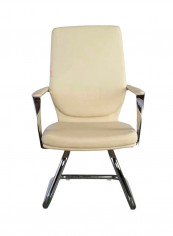 Alba Visitors Chair Beige/Silver 49x101x48centimeter