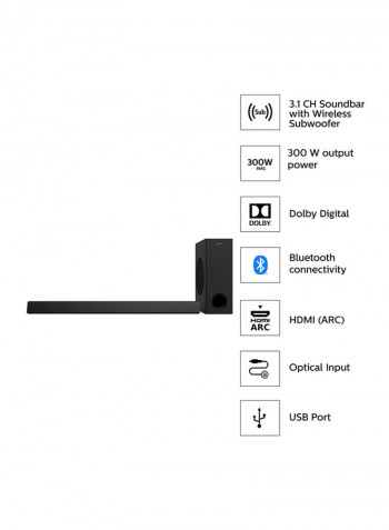 3.1 Channel Wireless Dolby Digital Sound Bar (2020) HTL3320/98 Black