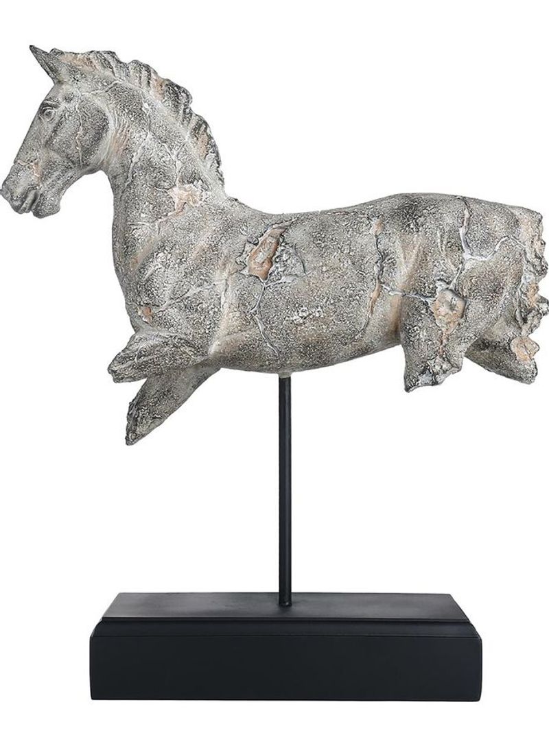 Home Decorative Imitate Stone Incomplete Horse Sculpture Grey/Black
