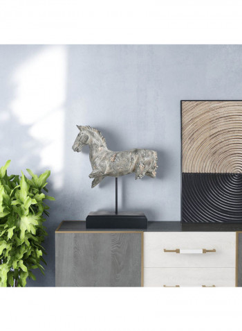 Home Decorative Imitate Stone Incomplete Horse Sculpture Grey/Black