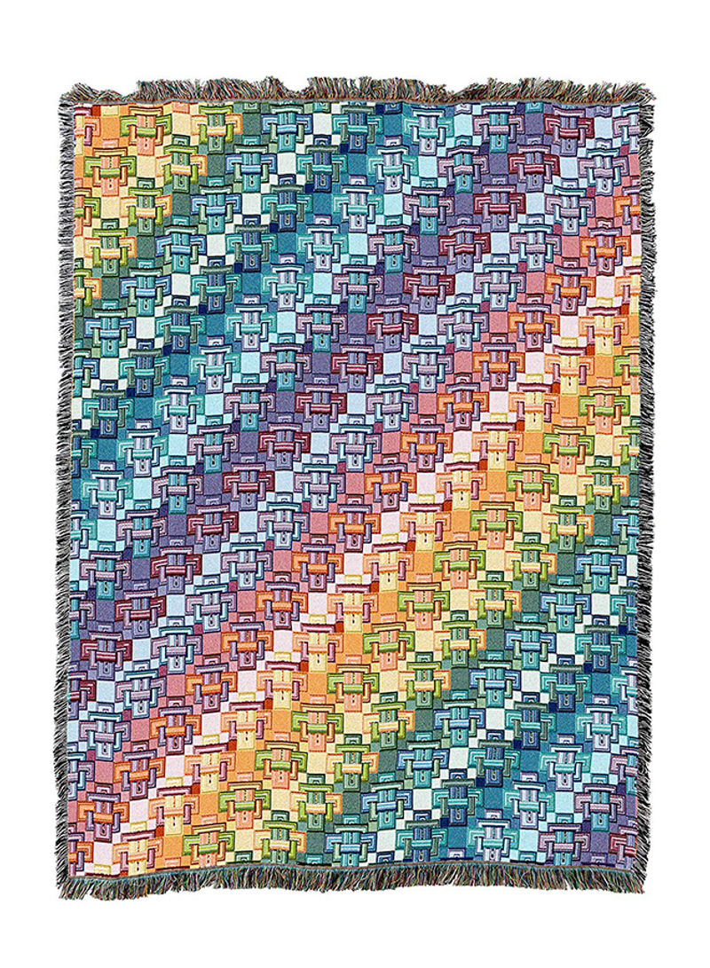 Kaleidoscope Rainbow Woven Blanket Multicolour 72 x 54inch