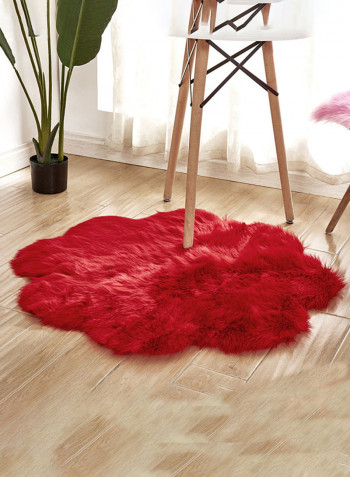 Flower Shaped Supple Thick Rug Red One Size