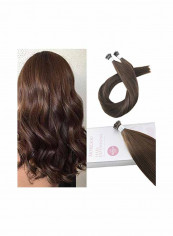 2-Piece Remy Human Hair Extensions Set Dark Brown 20inch